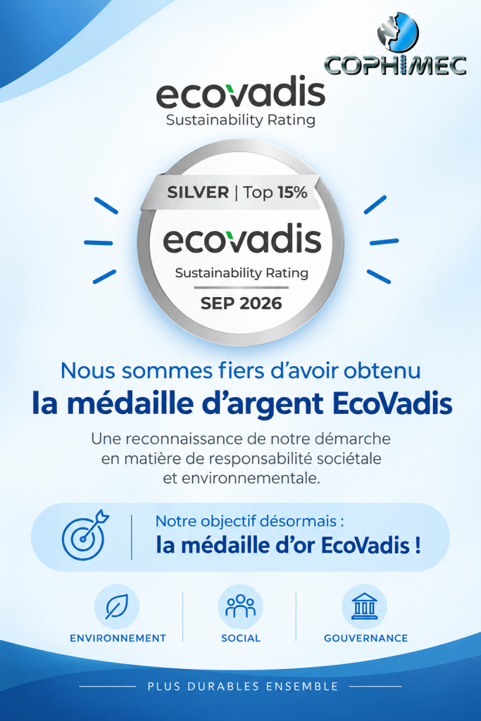 Cette distinction EcoVadis récompense notre engagement en faveur d’une démarche toujours plus responsable et durable. Une belle reconnaissance collective qui nous encourage à poursuivre nos efforts en matière d’environnement, de responsabilité sociale et de gouvernance.